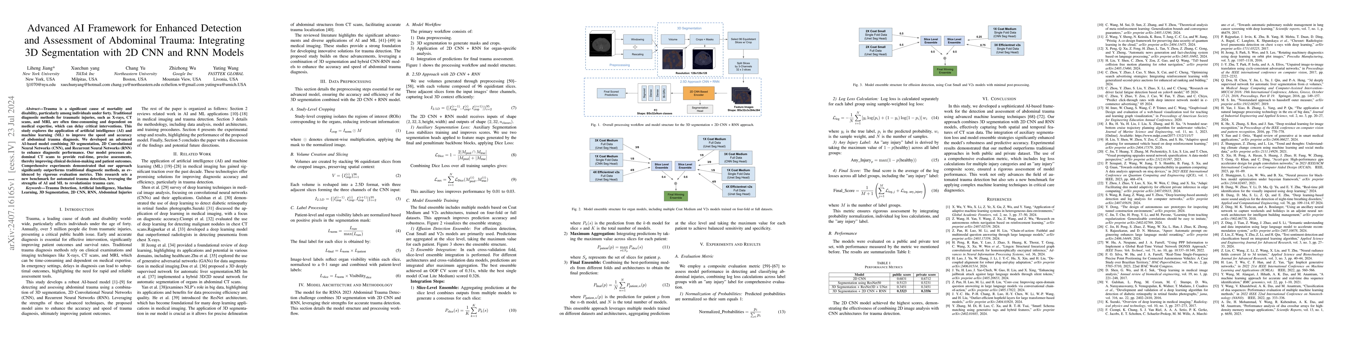 Thumbnail for Advanced AI Framework for Enhanced Detection and Assessment of Abdominal
  Trauma: Integrating 3D Segmentation with 2D CNN and RNN Models