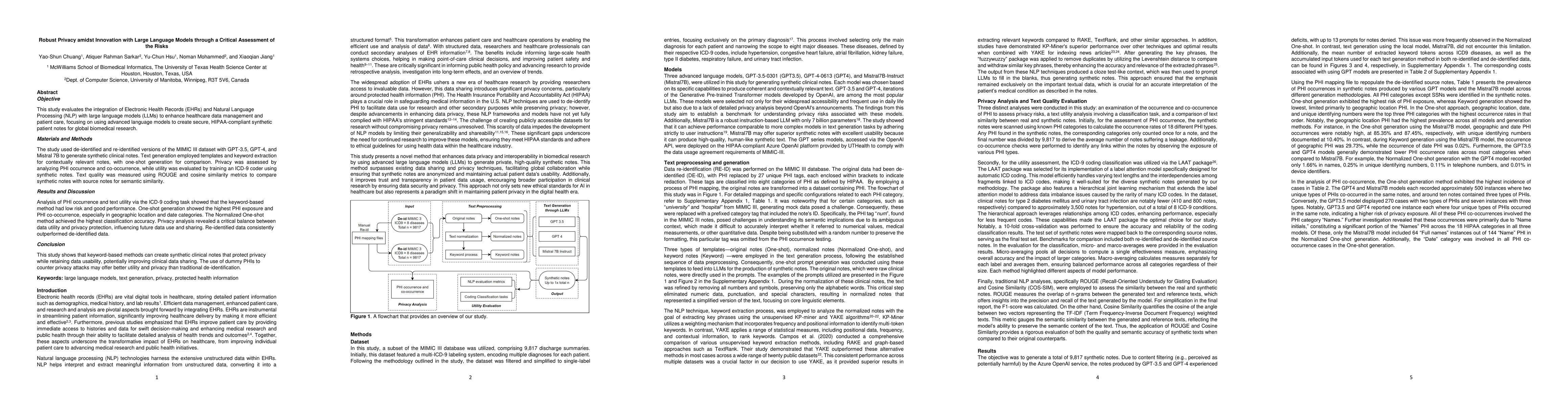 Thumbnail for Robust Privacy Amidst Innovation with Large Language Models Through a
  Critical Assessment of the Risks