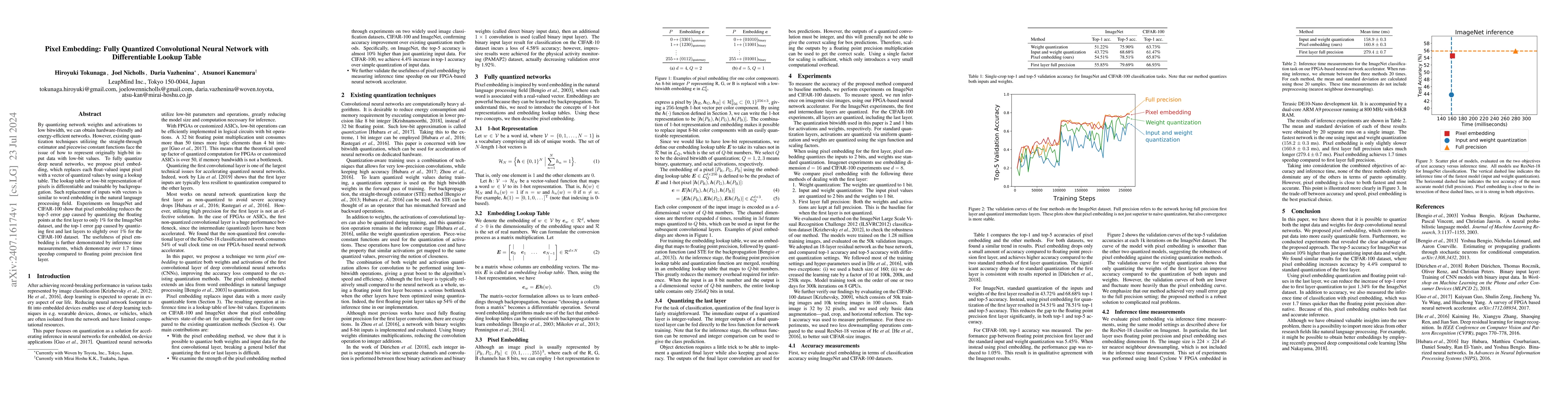 Thumbnail for Pixel Embedding: Fully Quantized Convolutional Neural Network with
  Differentiable Lookup Table