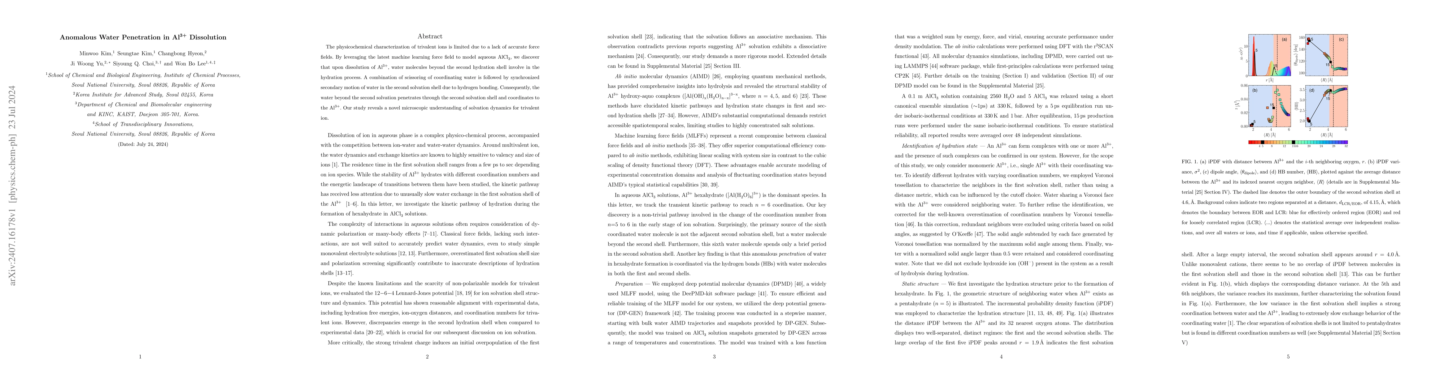 Thumbnail for Anomalous Water Penetration in $\text{Al}^{3+}$ Dissolution