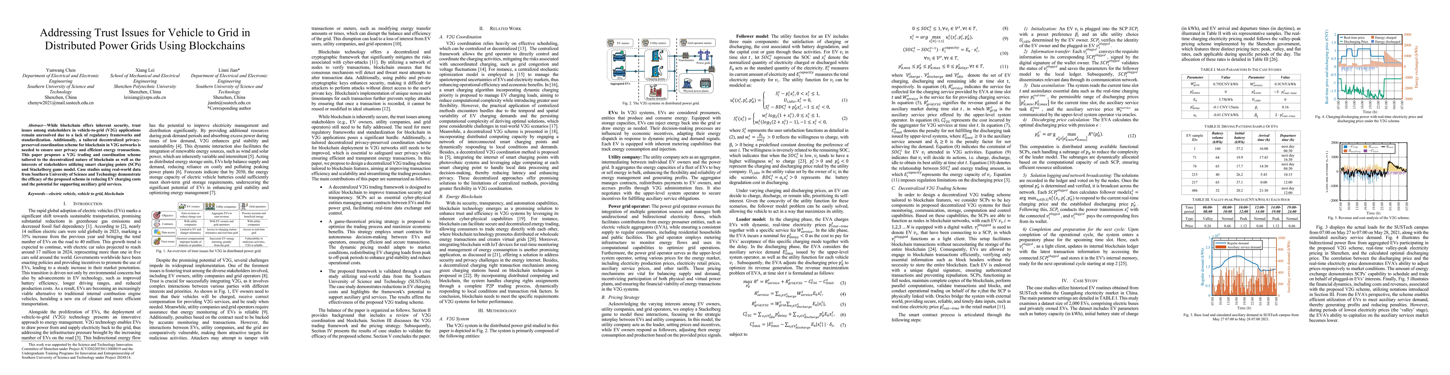 Thumbnail for Addressing Trust Issues for Vehicle to Grid in Distributed Power Grids
  Using Blockchains