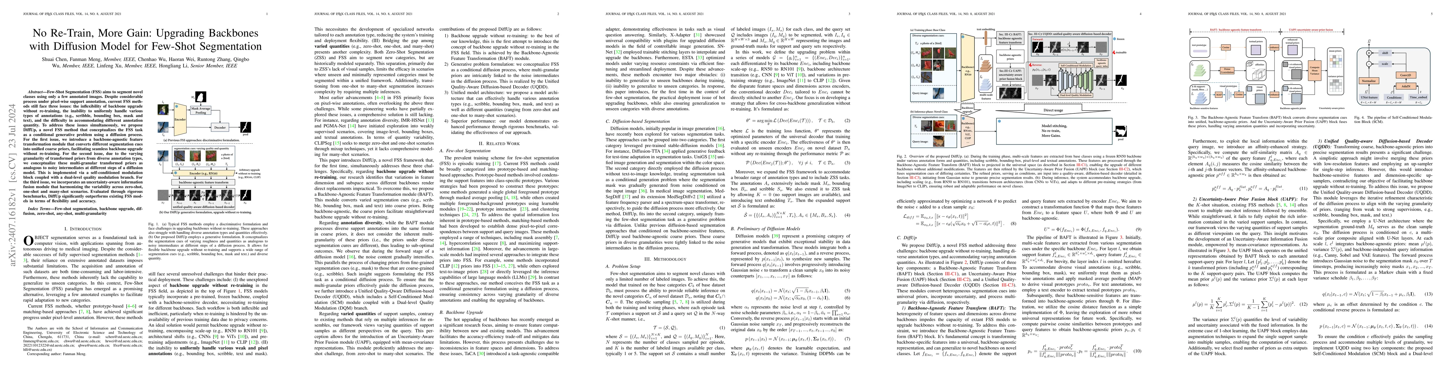 Thumbnail for No Re-Train, More Gain: Upgrading Backbones with Diffusion Model for
  Few-Shot Segmentation