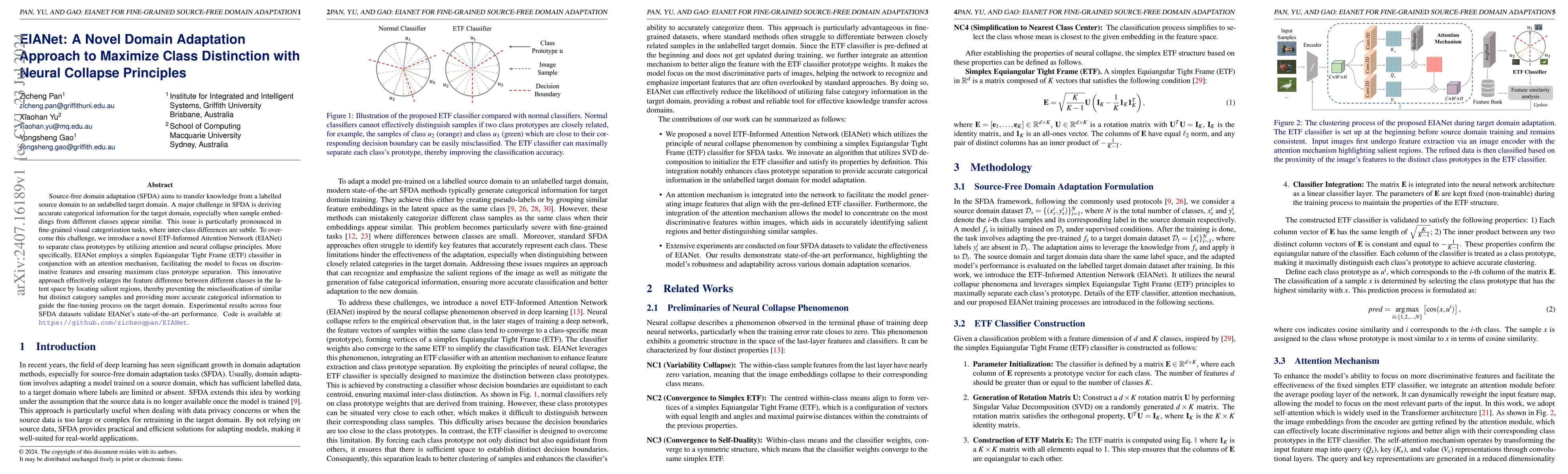 Thumbnail for EIANet: A Novel Domain Adaptation Approach to Maximize Class Distinction
  with Neural Collapse Principles