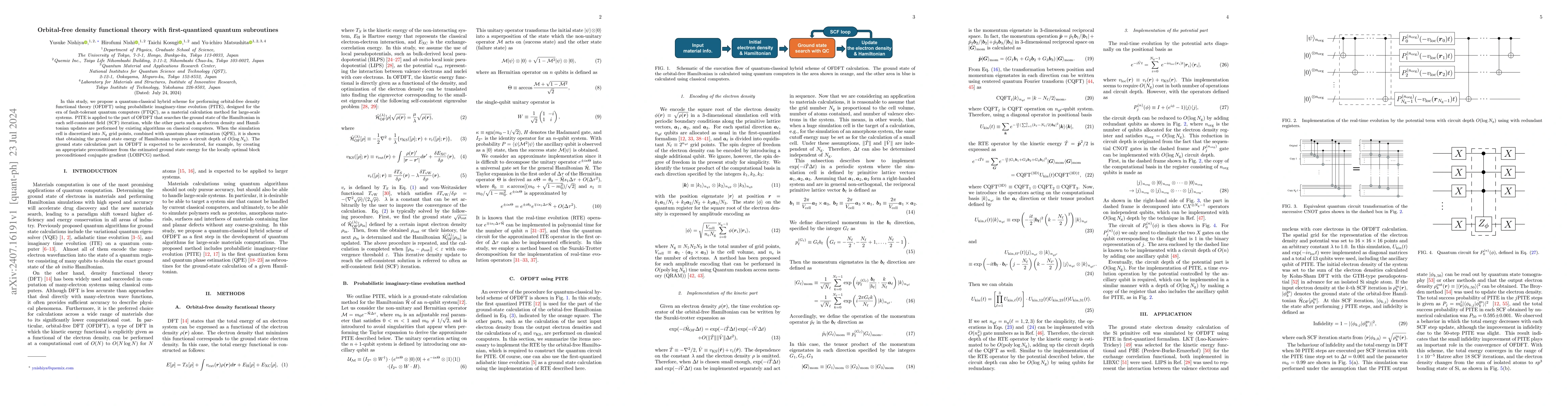 Thumbnail for Orbital-free density functional theory with first-quantized quantum
  subroutines