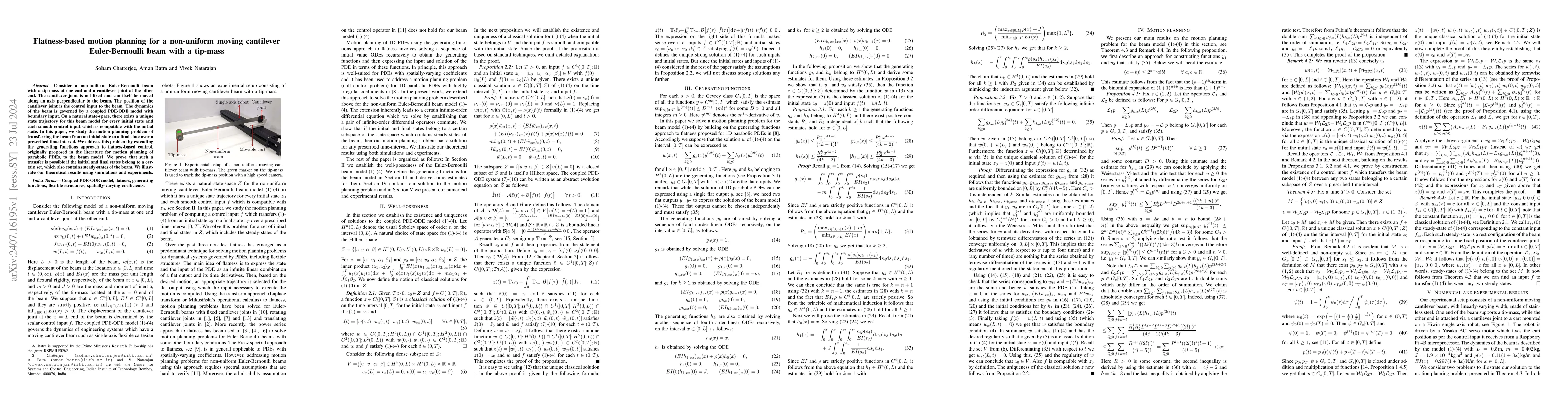 Thumbnail for Flatness-based motion planning for a non-uniform moving cantilever
  Euler-Bernoulli beam with a tip-mass