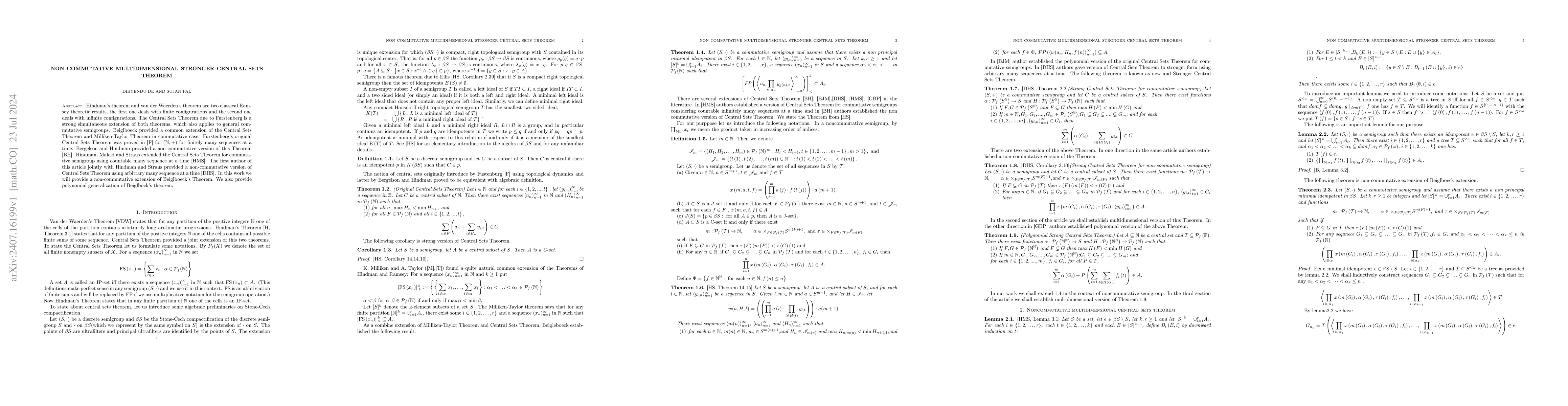 Thumbnail for Non commutative multidimensional stronger Central Sets Theorem