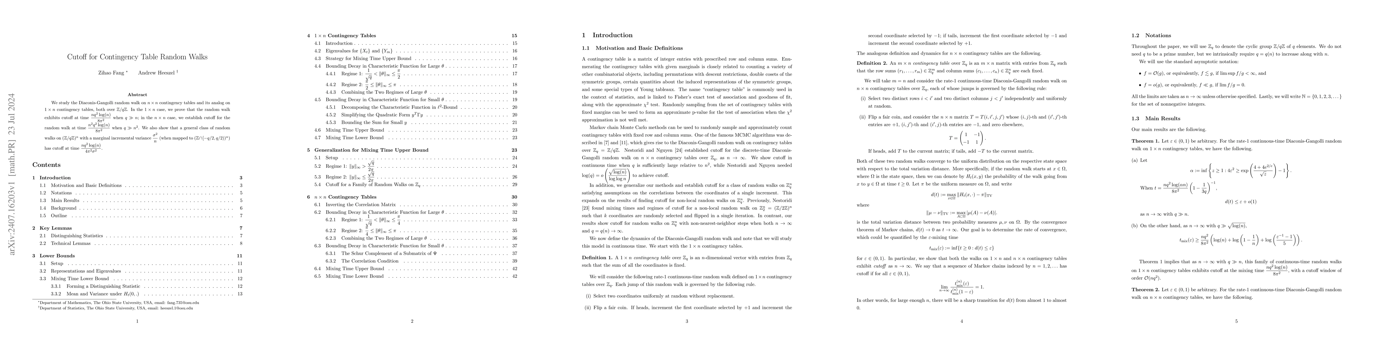 Thumbnail for Cutoff for Contingency Table Random Walks