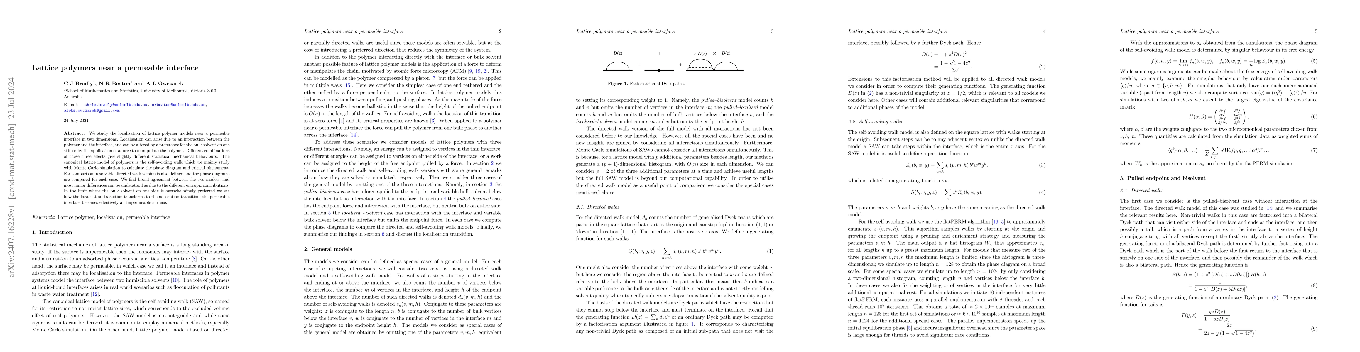Thumbnail for Lattice polymers near a permeable interface