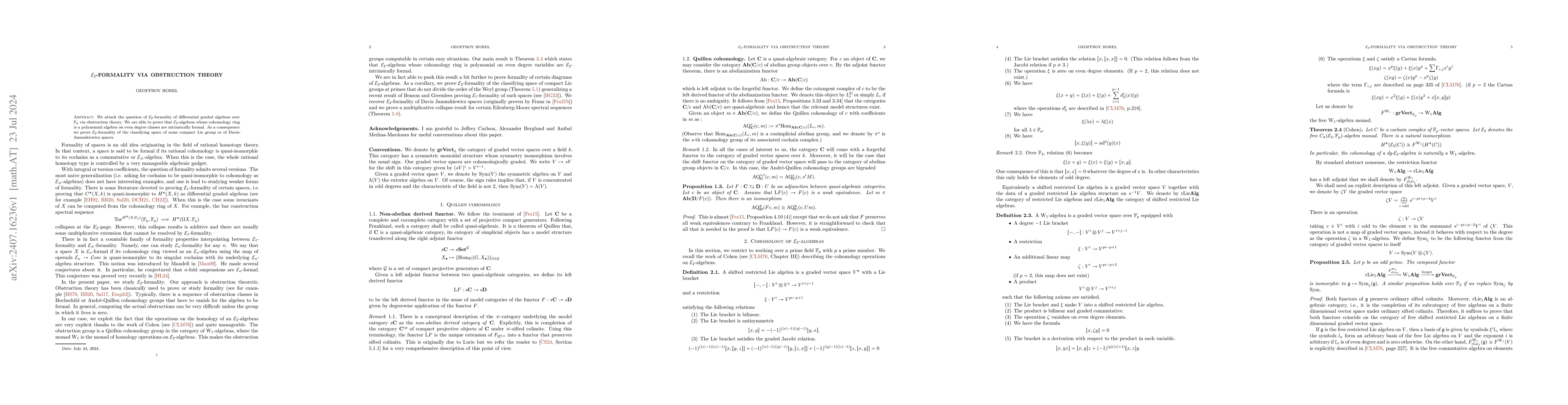 Thumbnail for E2 formality via obstruction theory