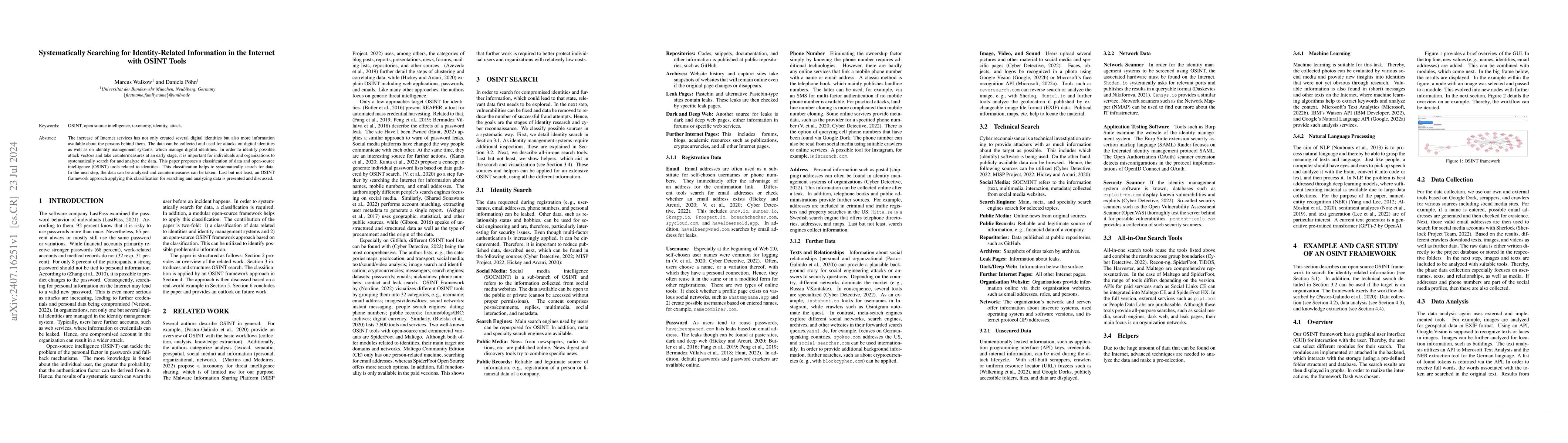 Thumbnail for Systematically Searching for Identity-Related Information in the
  Internet with OSINT Tools
