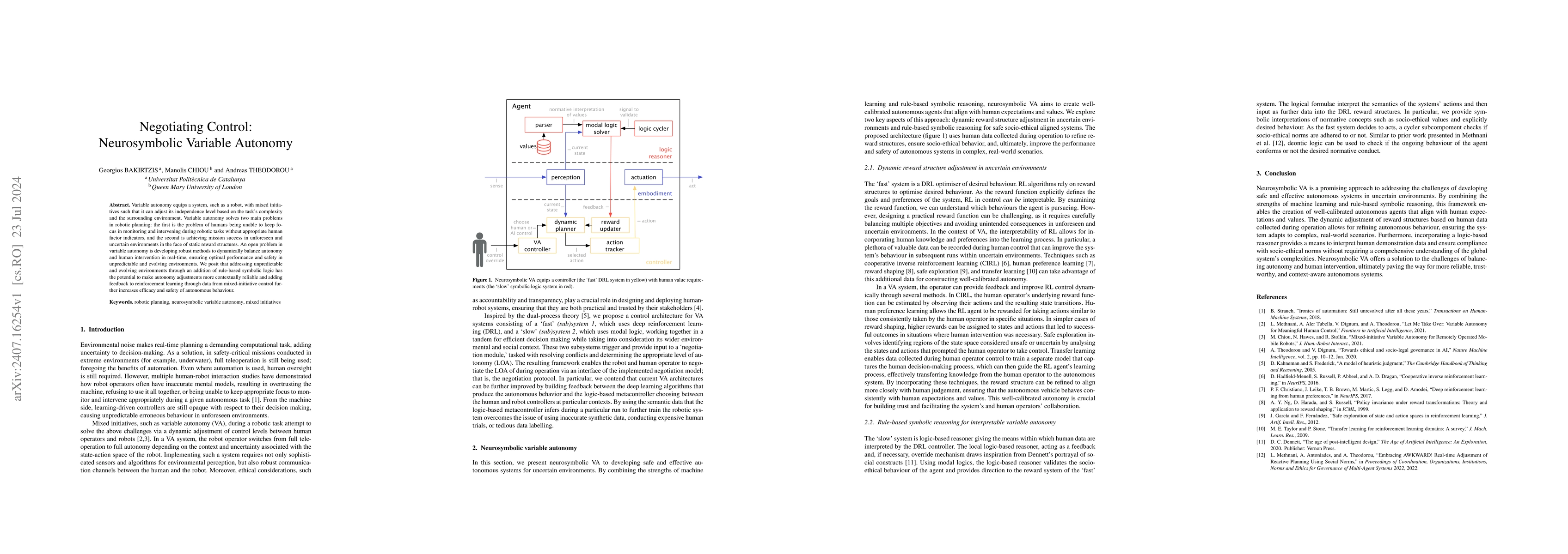 Thumbnail for Negotiating Control: Neurosymbolic Variable Autonomy