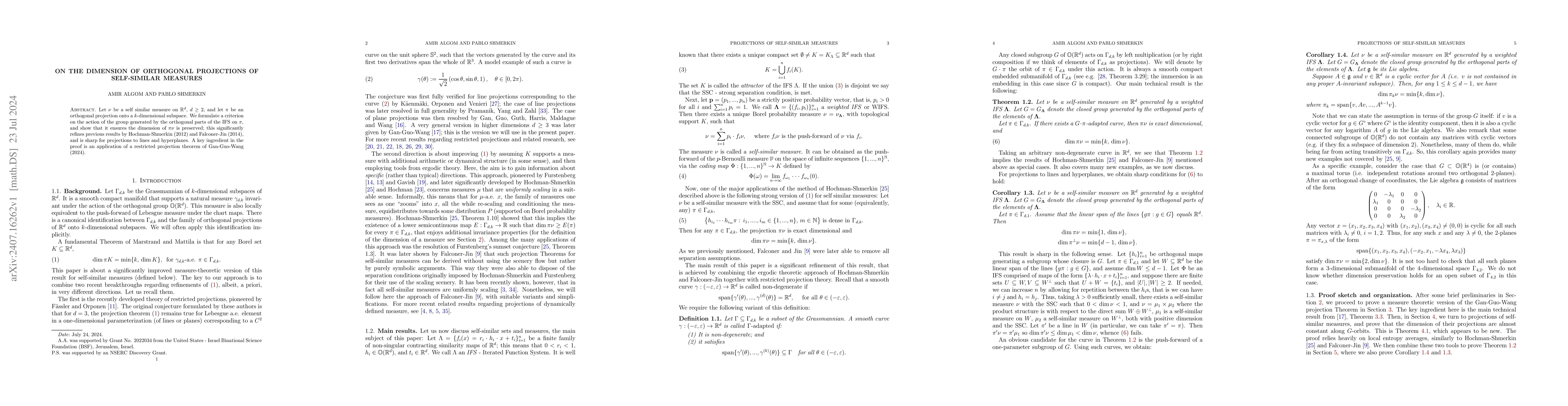 Thumbnail for On the dimension of orthogonal projections of self-similar measures
