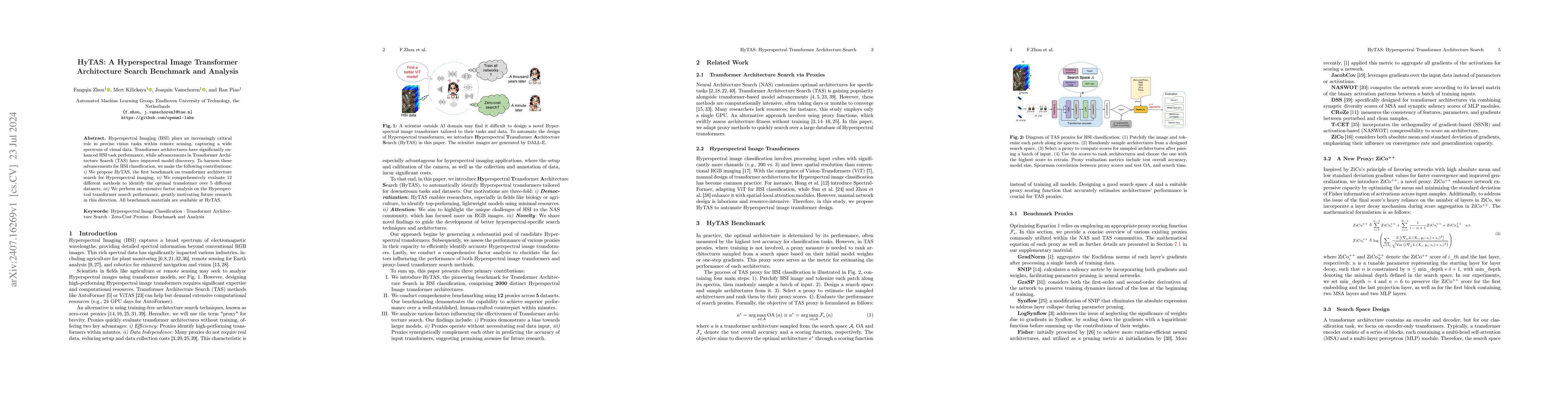 Thumbnail for HyTAS: A Hyperspectral Image Transformer Architecture Search Benchmark
  and Analysis