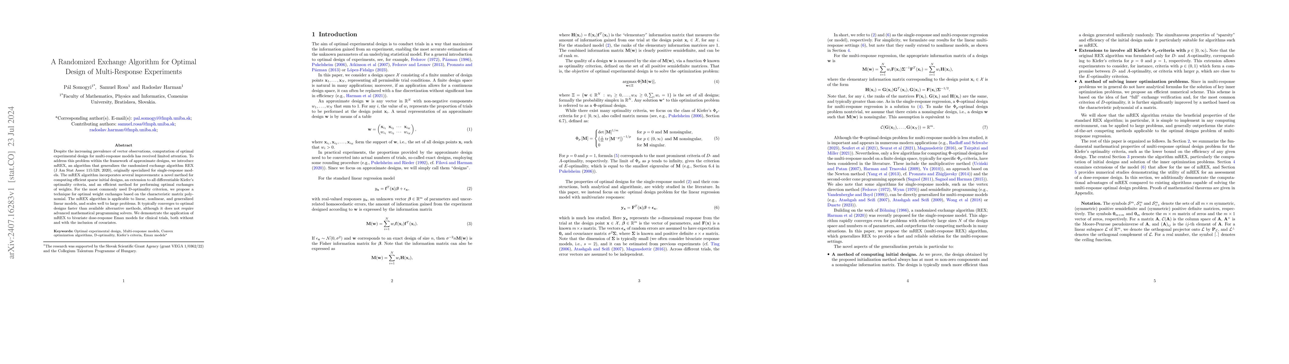 Thumbnail for A Randomized Exchange Algorithm for Optimal Design of Multi-Response
  Experiments