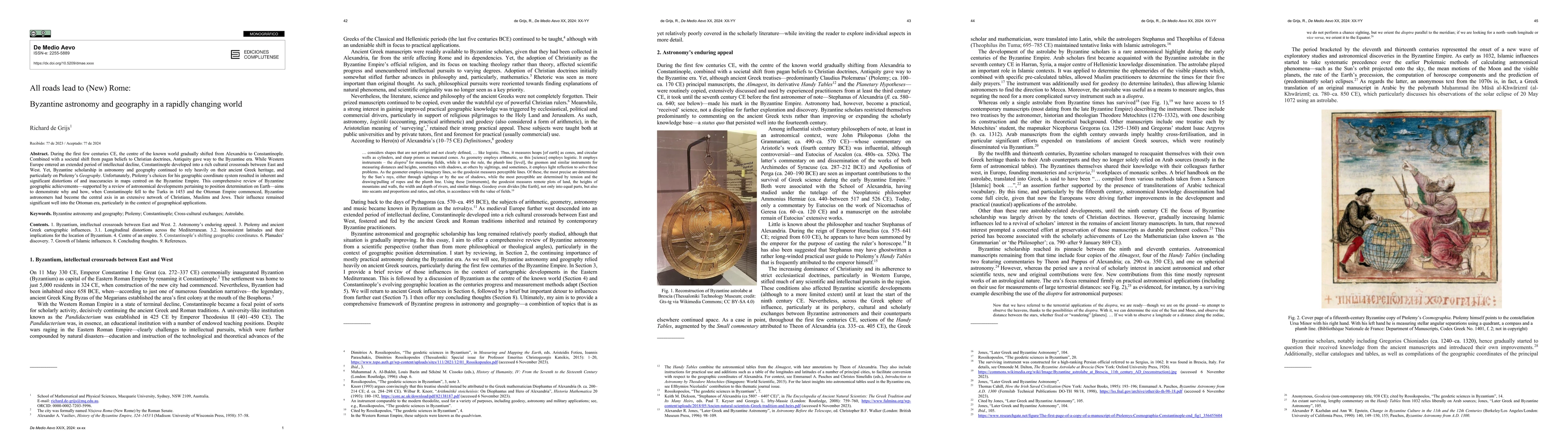 Thumbnail for All roads lead to (New) Rome: Byzantine astronomy and geography in a
  rapidly changing world