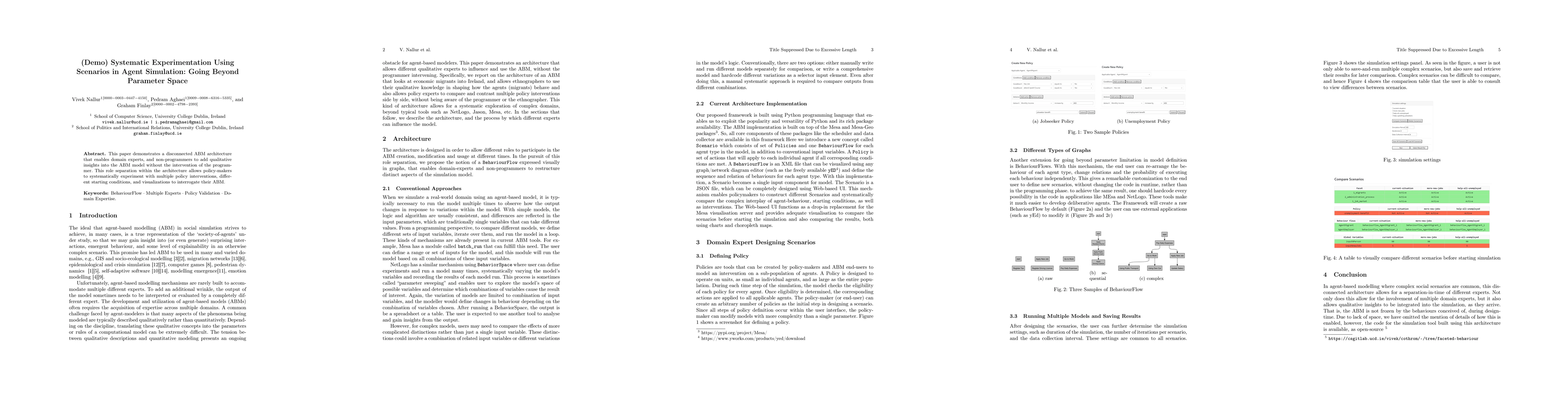 Thumbnail for (Demo) Systematic Experimentation Using Scenarios in Agent Simulation:
  Going Beyond Parameter Space