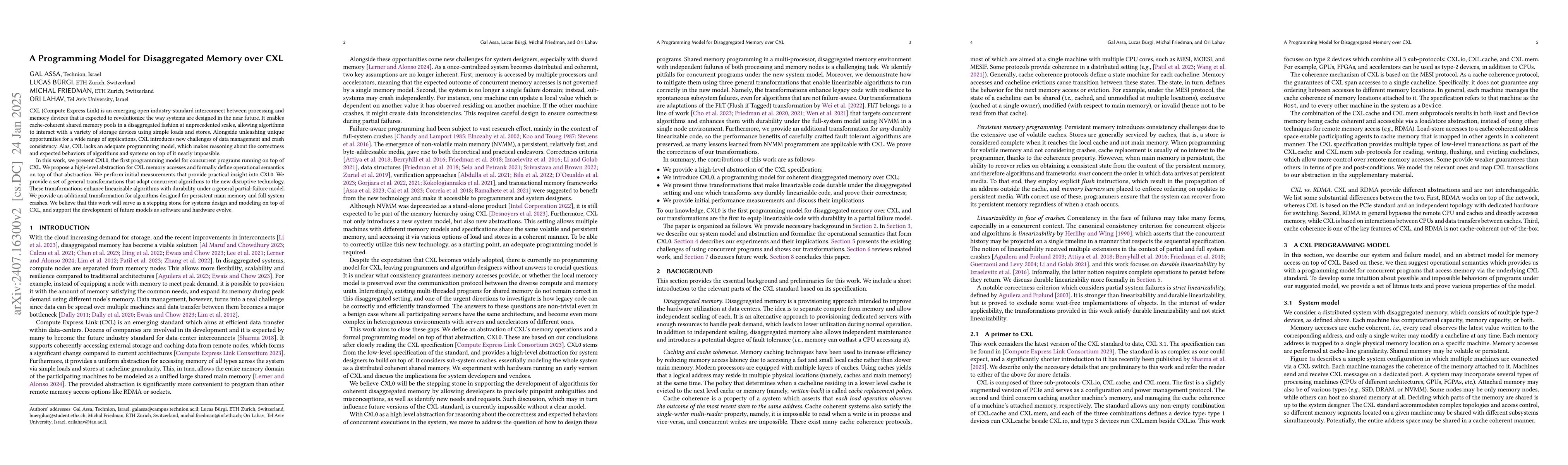 Thumbnail for A Programming Model for Disaggregated Memory over CXL