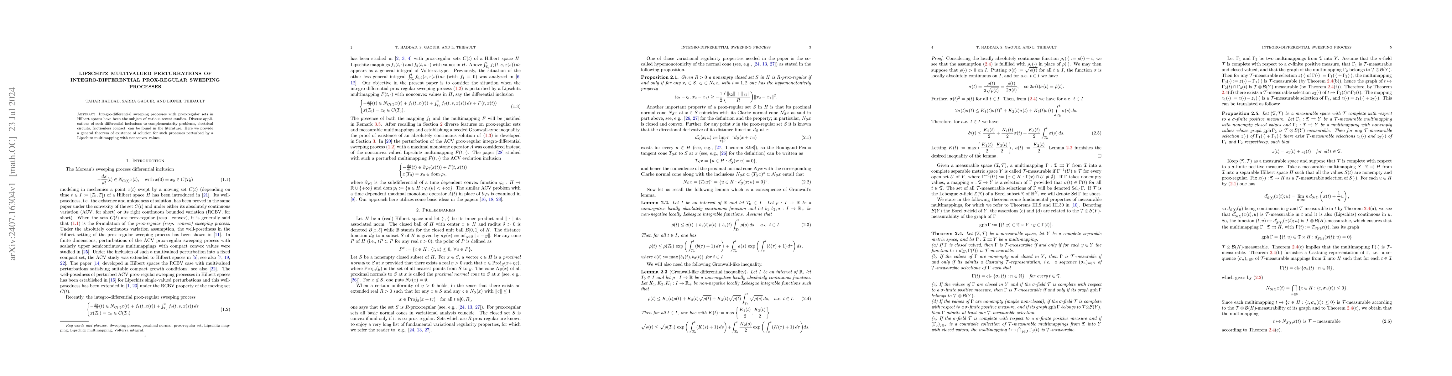 Thumbnail for Lipschitz multivalued perturbations of integro-differential prox-regular
  sweeping processes
