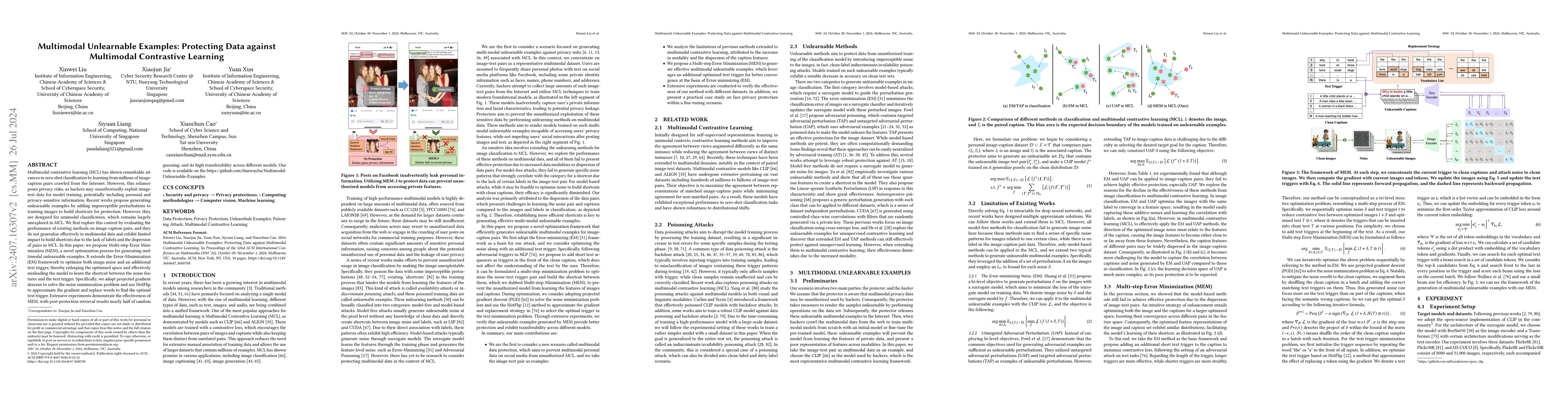 Thumbnail for Multimodal Unlearnable Examples: Protecting Data against Multimodal
  Contrastive Learning