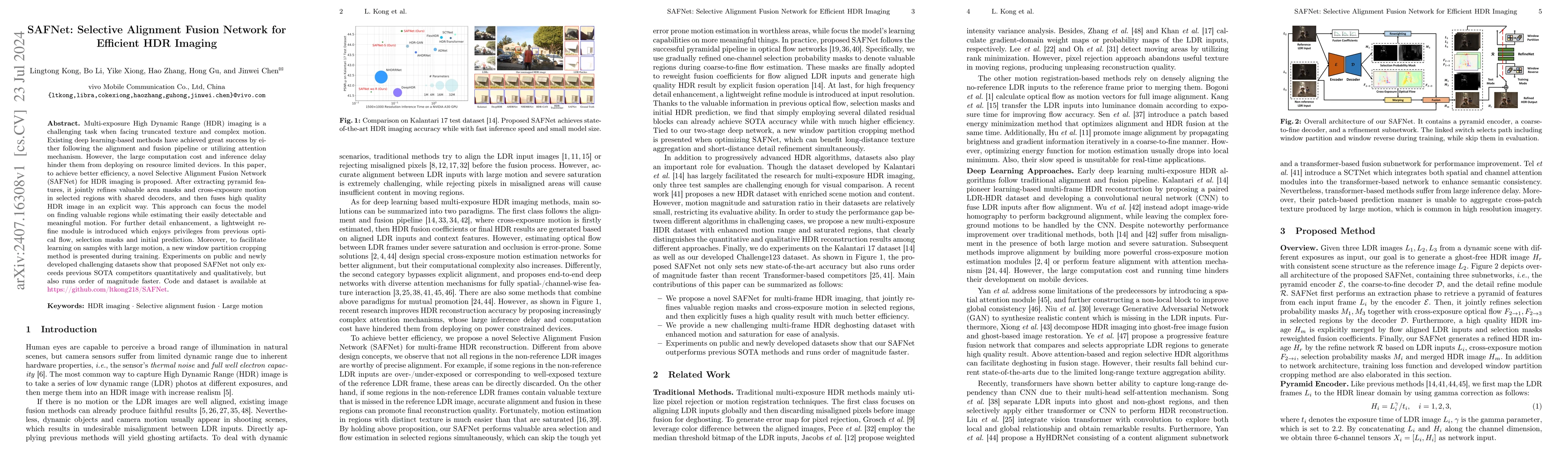 Thumbnail for SAFNet: Selective Alignment Fusion Network for Efficient HDR Imaging