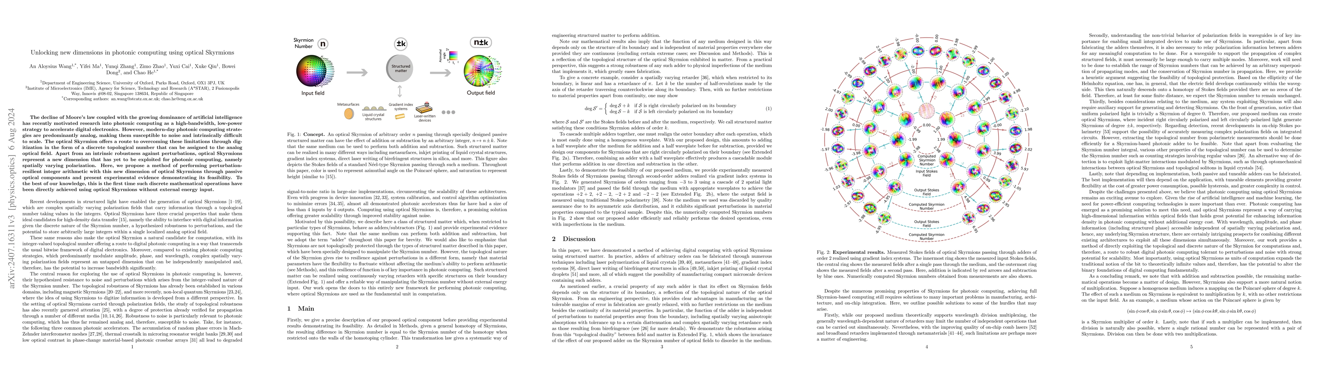 Thumbnail for Unlocking new dimensions in photonic computing using optical Skyrmions