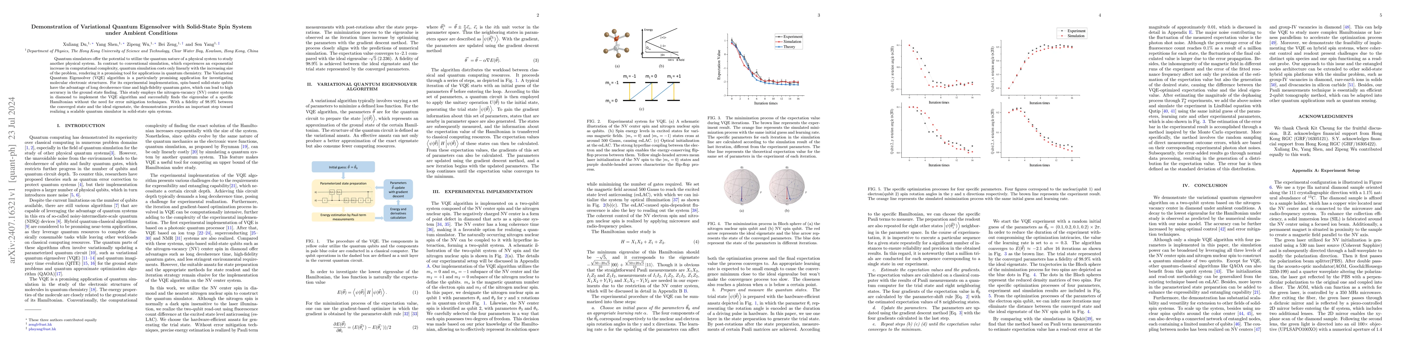 Thumbnail for Demonstration of a variational quantum eigensolver with a solid-state
  spin system under ambient conditions