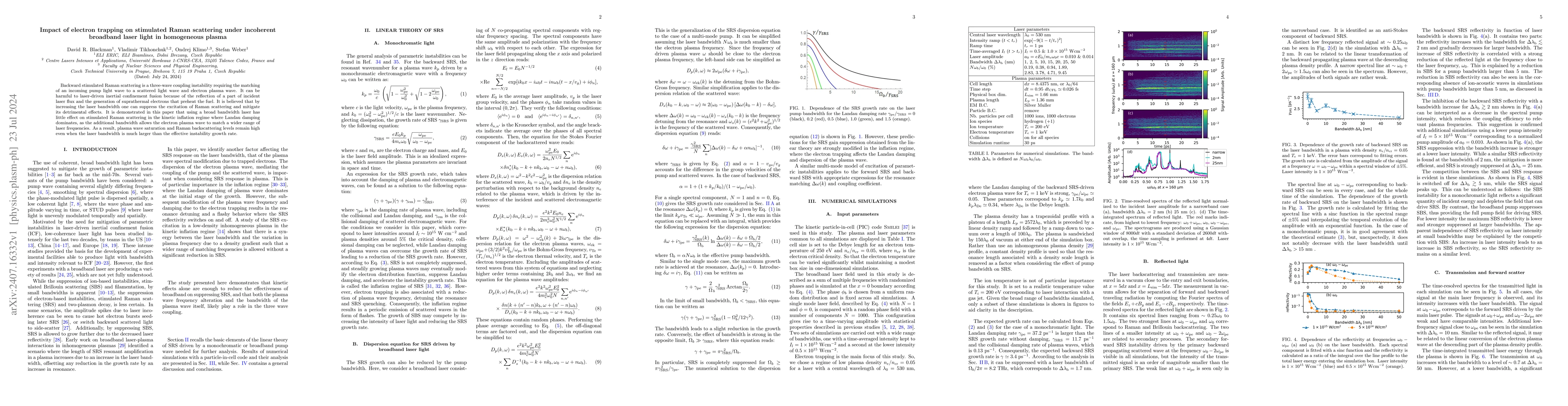 Thumbnail for Impact of electron trapping on stimulated Raman scattering under
  incoherent broadband laser light in homogeneous plasma
