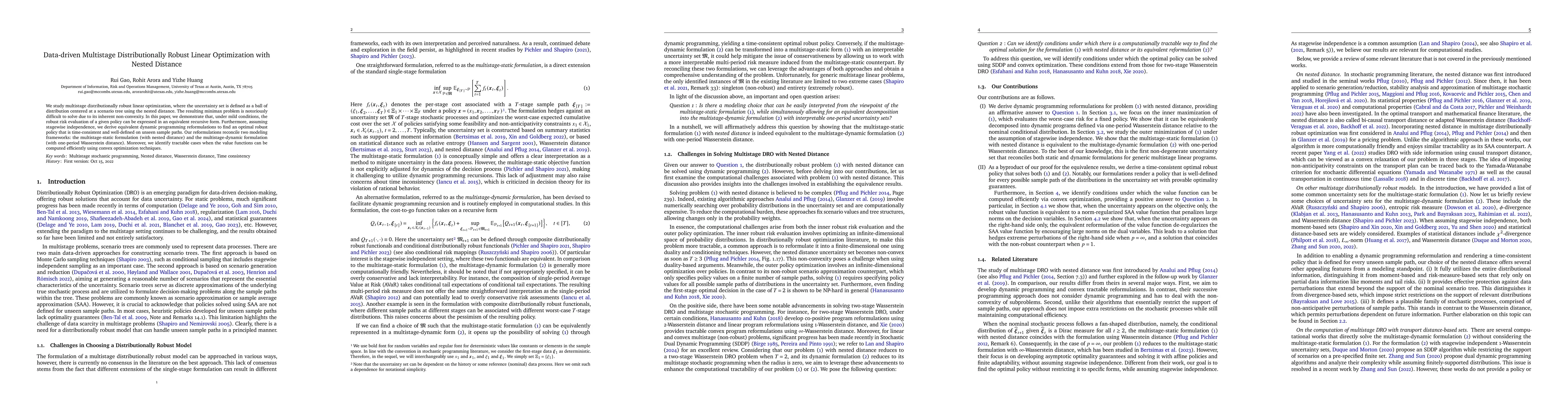 Thumbnail for Data-driven Multistage Distributionally Robust Linear Optimization with
  Nested Distance