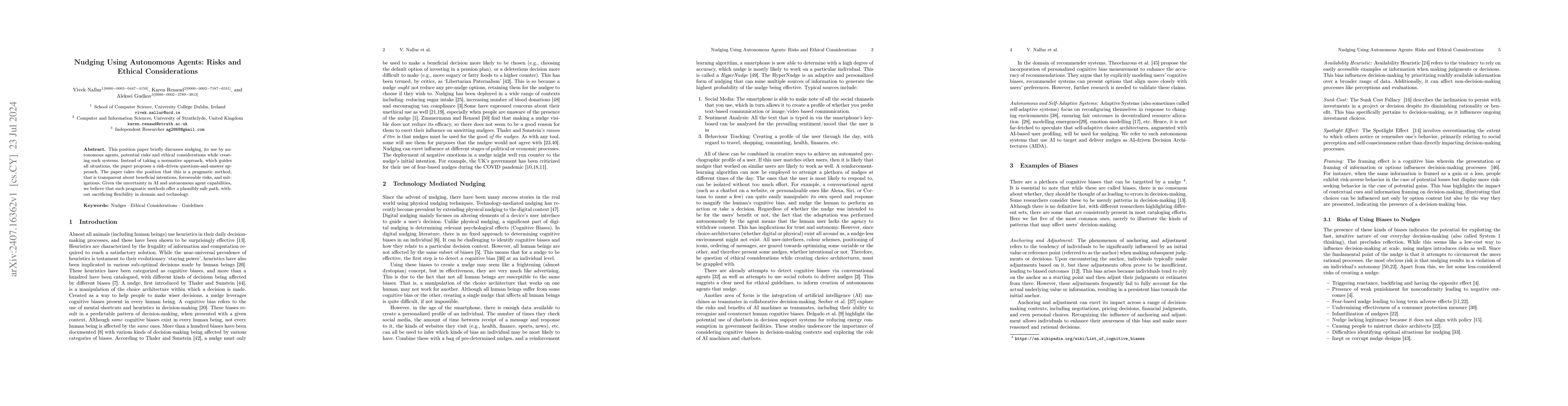 Thumbnail for Nudging Using Autonomous Agents: Risks and Ethical Considerations