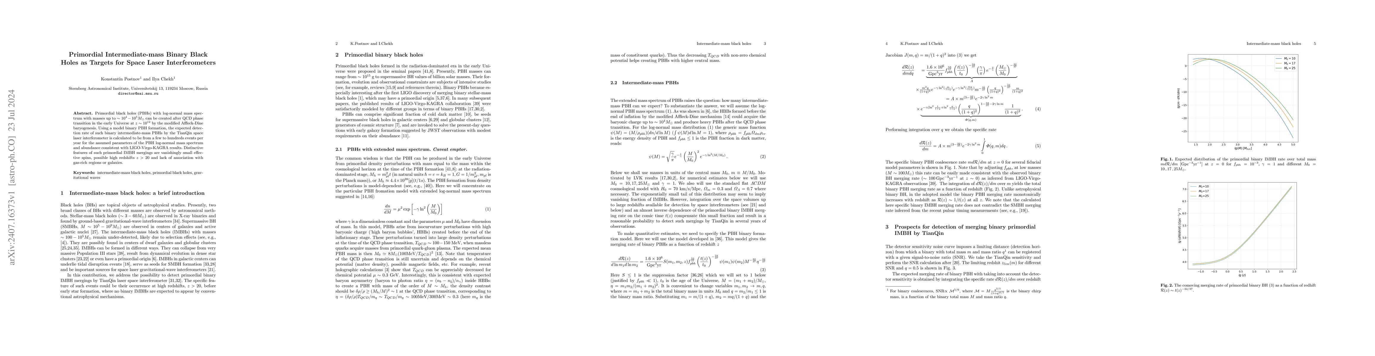Thumbnail for Primordial Intermediate-mass Binary Black Holes as Targets for Space
  Laser Interferometers