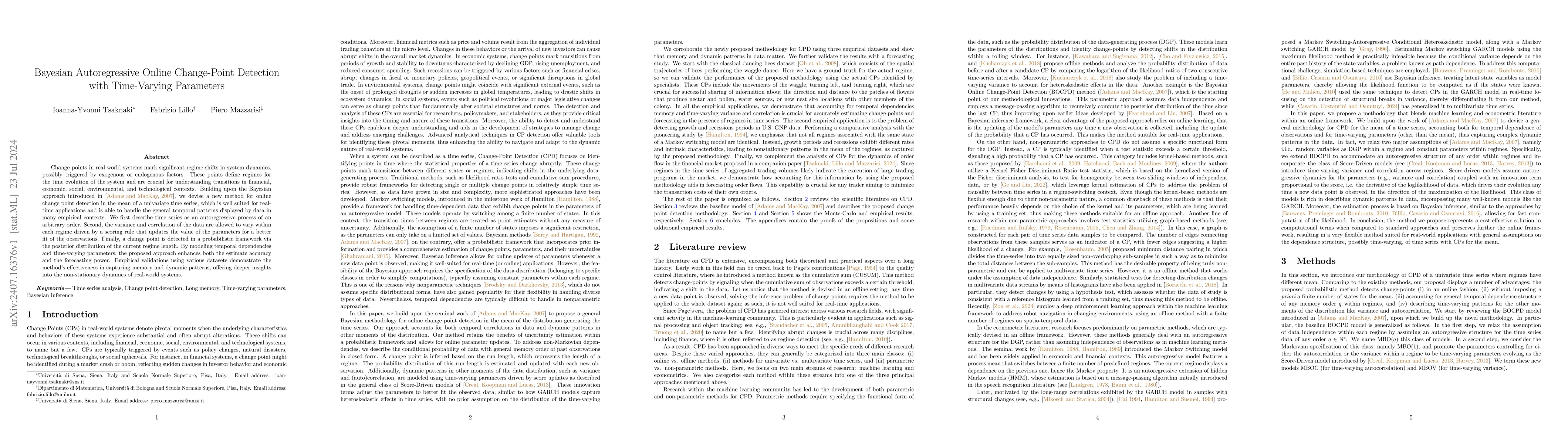 Thumbnail for Bayesian Autoregressive Online Change-Point Detection with Time-Varying
  Parameters