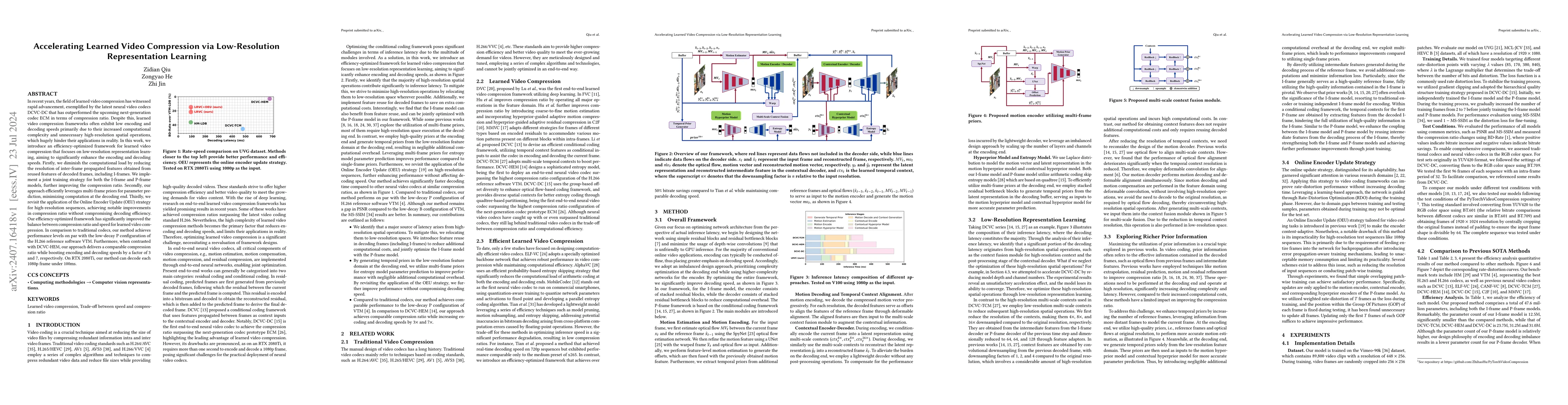 Thumbnail for Accelerating Learned Video Compression via Low-Resolution Representation
  Learning