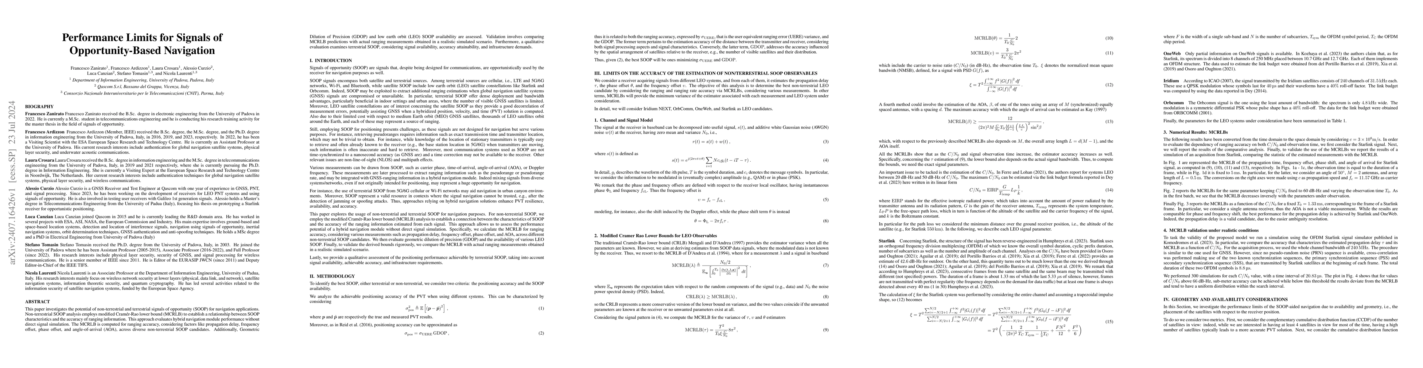 Thumbnail for Performance Limits for Signals of Opportunity-Based Navigation