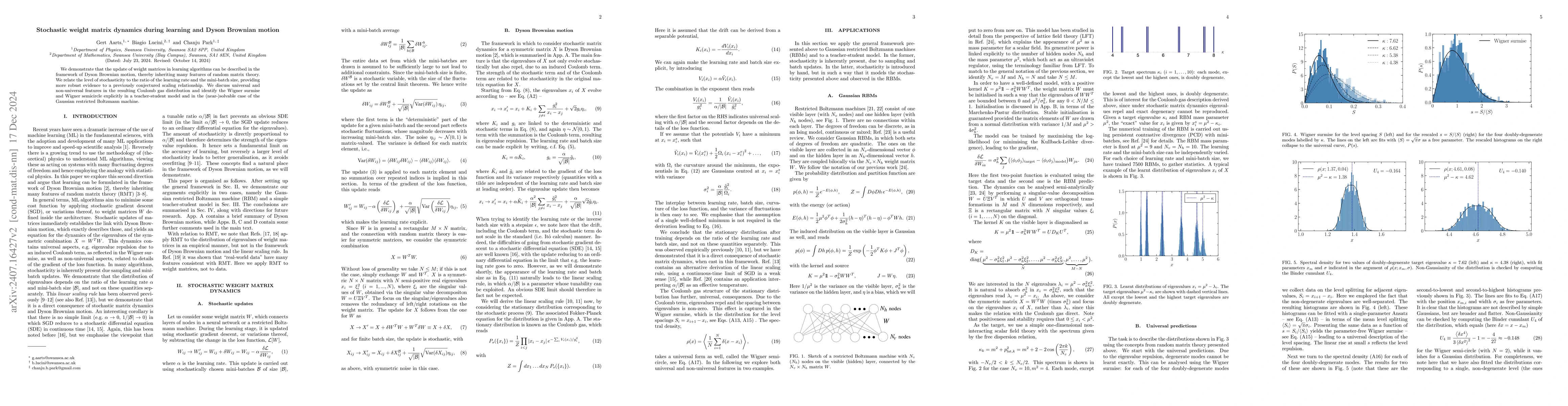 Thumbnail for Stochastic weight matrix dynamics during learning and Dyson Brownian
  motion