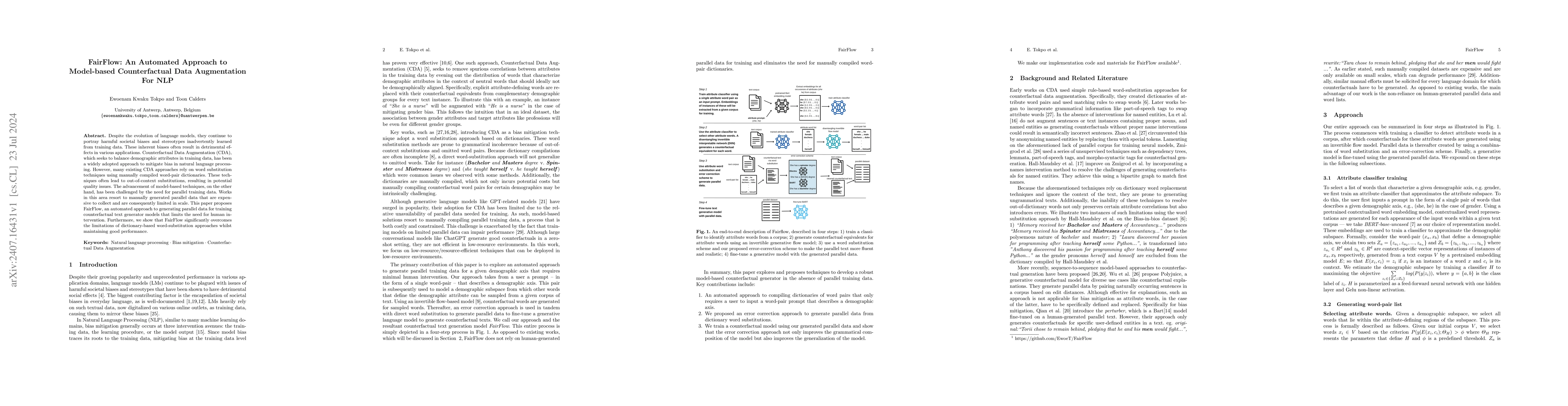 Thumbnail for FairFlow: An Automated Approach to Model-based Counterfactual Data
  Augmentation For NLP