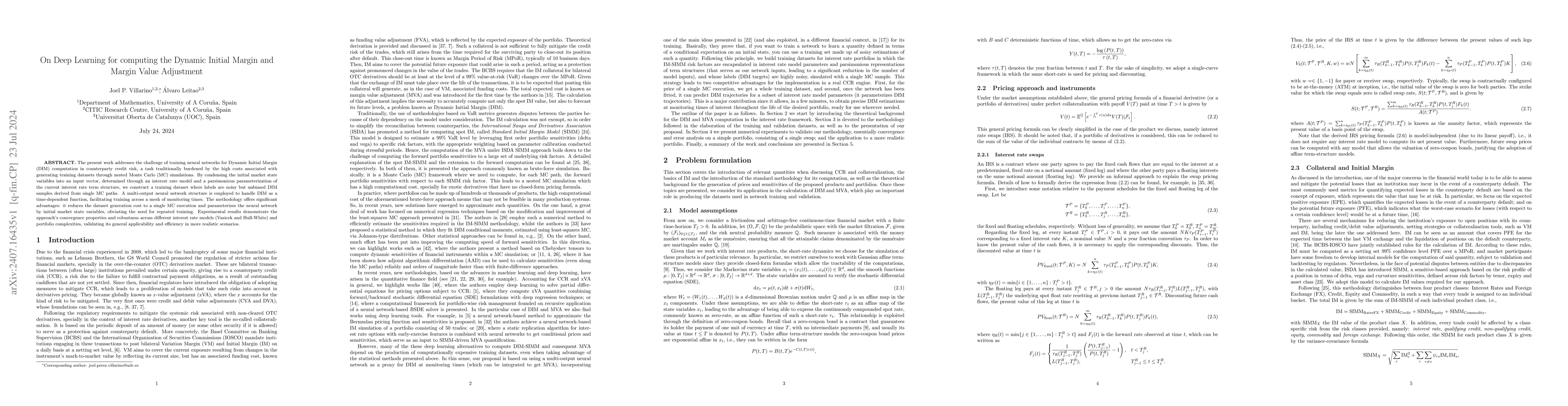 Thumbnail for On Deep Learning for computing the Dynamic Initial Margin and Margin
  Value Adjustment