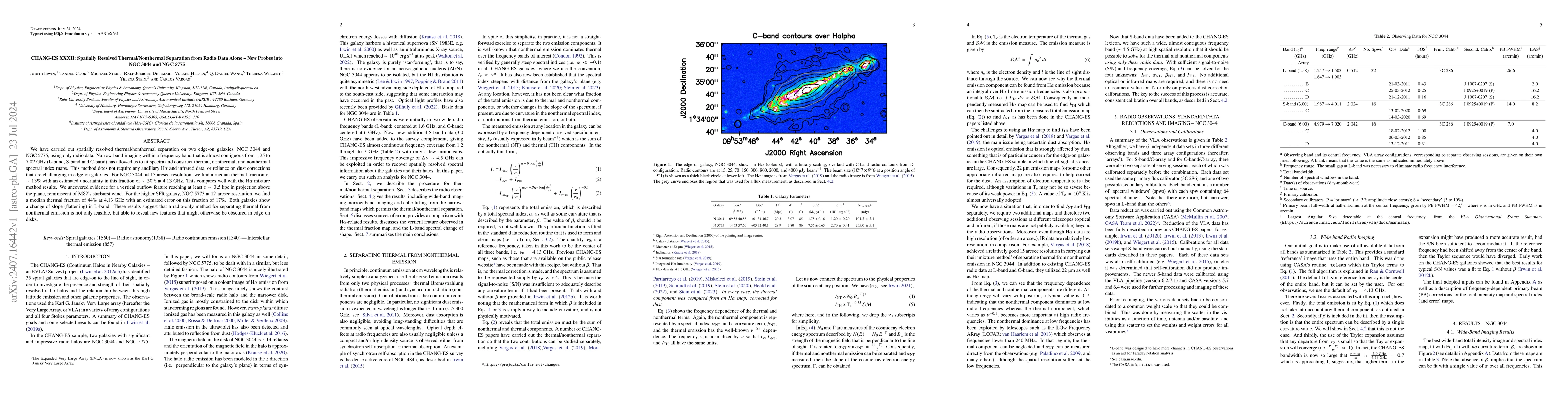 Thumbnail for CHANG-ES XXXII: Spatially Resolved Thermal/Nonthermal Separation from
  Radio Data Alone -- New Probes into NGC 3044 and NGC 5775