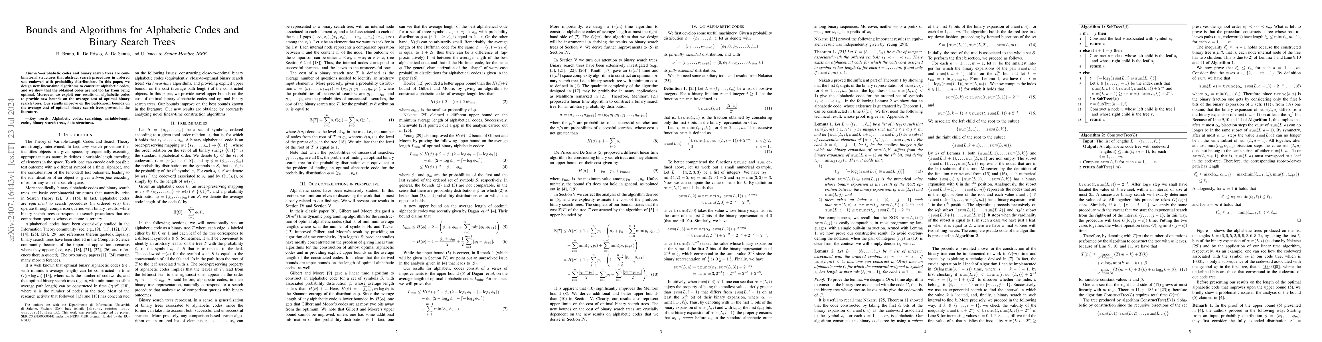Thumbnail for Bounds and Algorithms for Alphabetic Codes and Binary Search Trees
