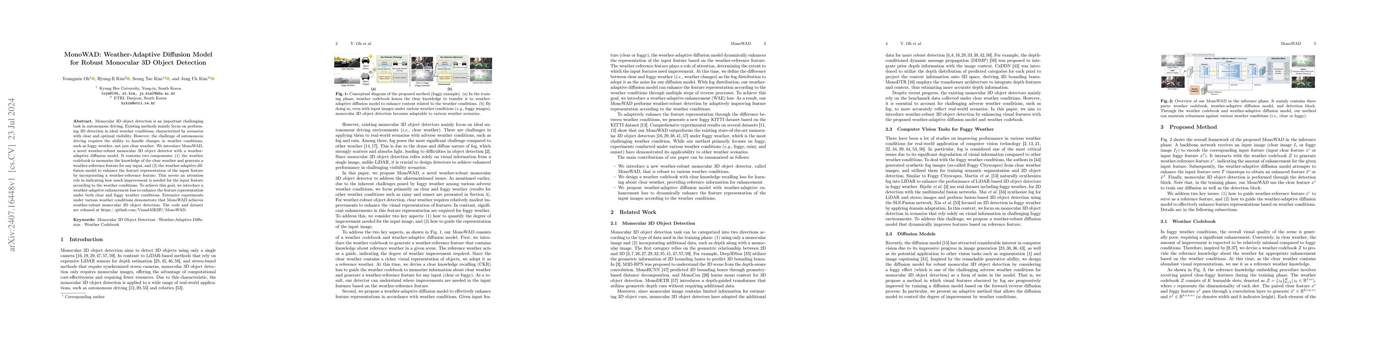 Thumbnail for MonoWAD: Weather-Adaptive Diffusion Model for Robust Monocular 3D Object
  Detection