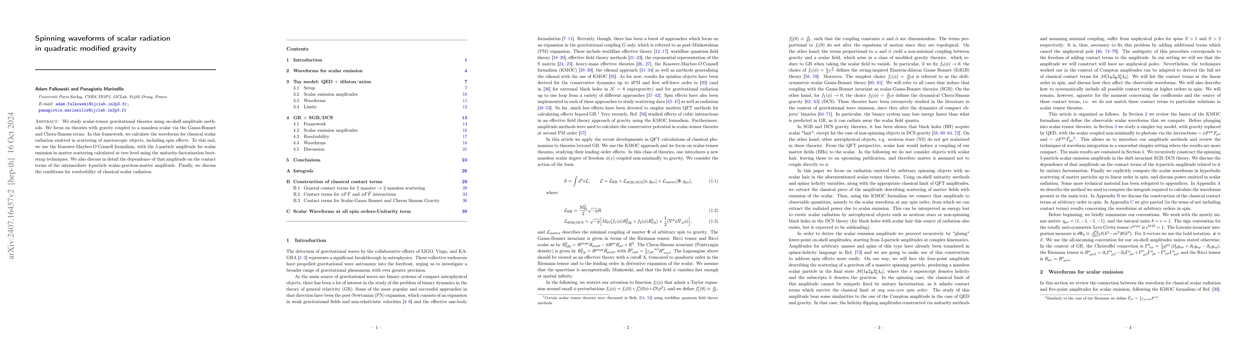 Thumbnail for Spinning waveforms of scalar radiation in quadratic modified gravity