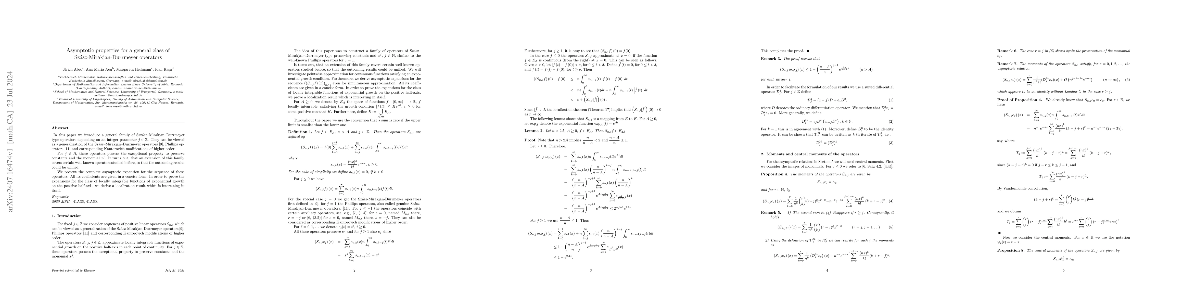 Thumbnail for Asymptotic properties for a general class of Szasz-Mirakjan-Durrmeyer
  operators