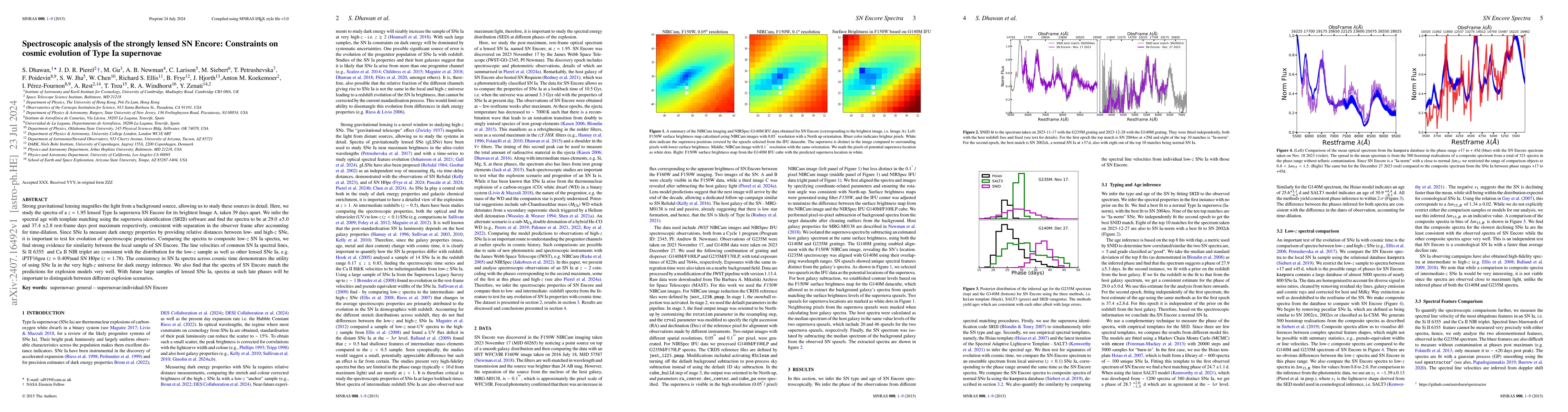 Thumbnail for Spectroscopic analysis of the strongly lensed SN~Encore: Constraints on
  cosmic evolution of Type Ia supernovae