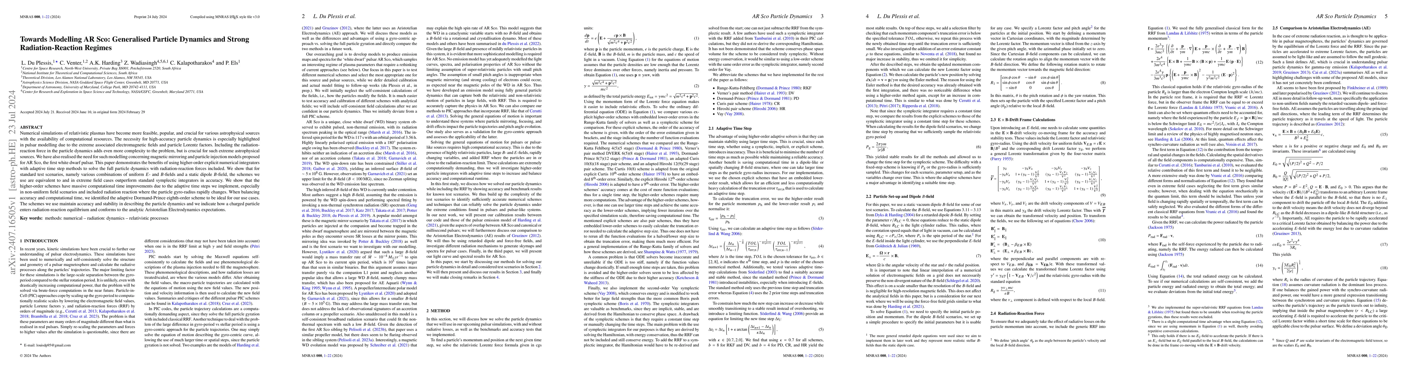Thumbnail for Towards Modelling AR Sco: Generalised Particle Dynamics and Strong
  Radiation-Reaction Regimes