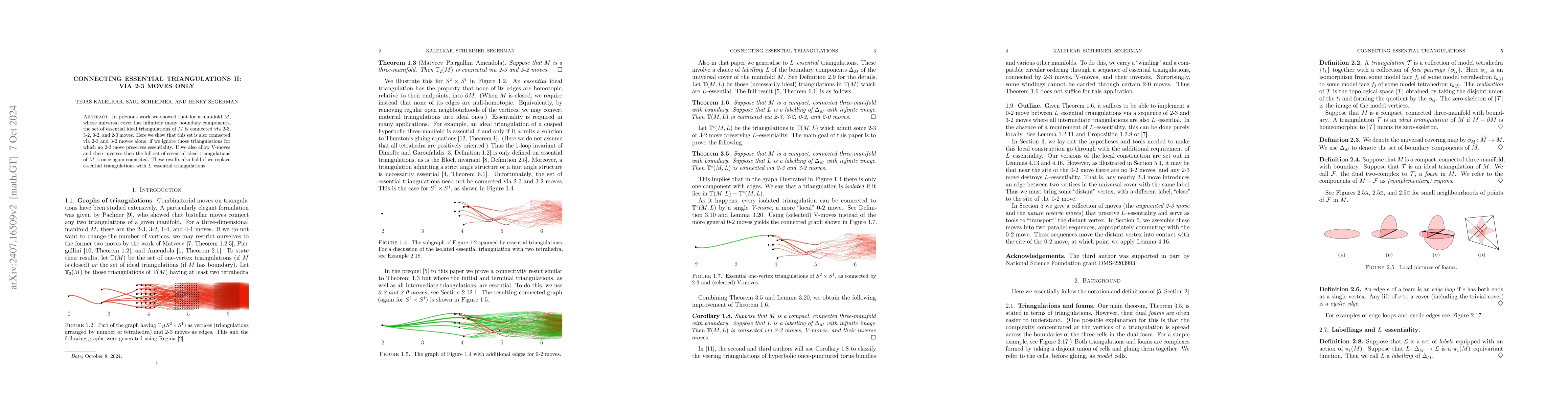 Thumbnail for Connecting essential triangulations II: via 2-3 moves only