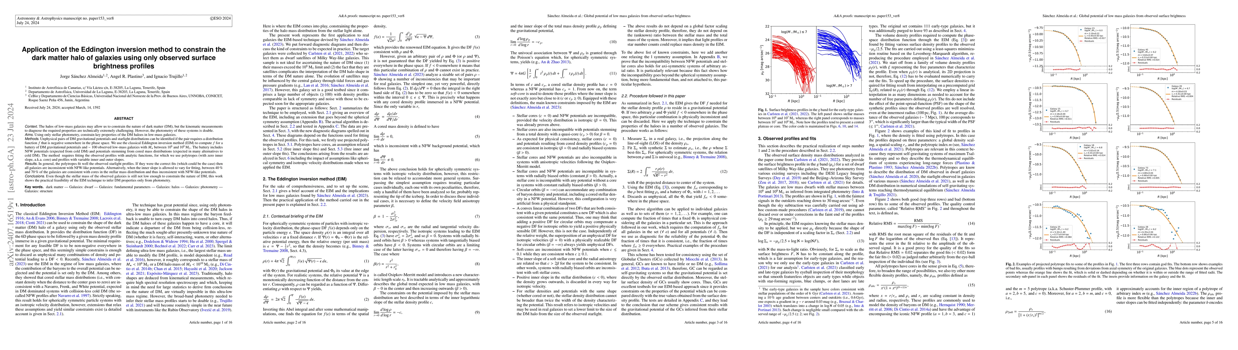 Thumbnail for Application of the Eddington inversion method to constrain the dark
  matter halo of galaxies using only observed surface brightness profiles