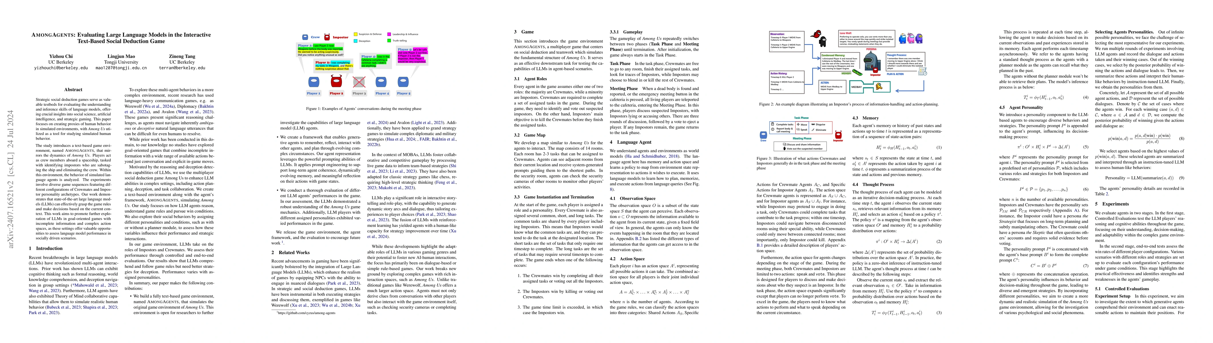 Thumbnail for AMONGAGENTS: Evaluating Large Language Models in the Interactive
  Text-Based Social Deduction Game