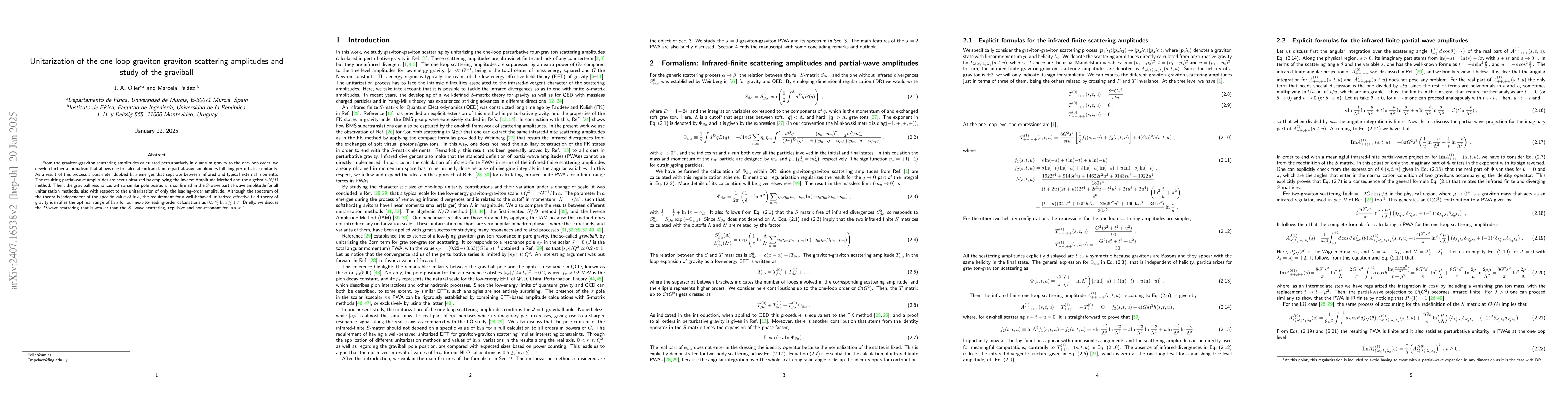 Thumbnail for Unitarization of the one-loop graviton-graviton scattering amplitudes
  and study of the graviball
