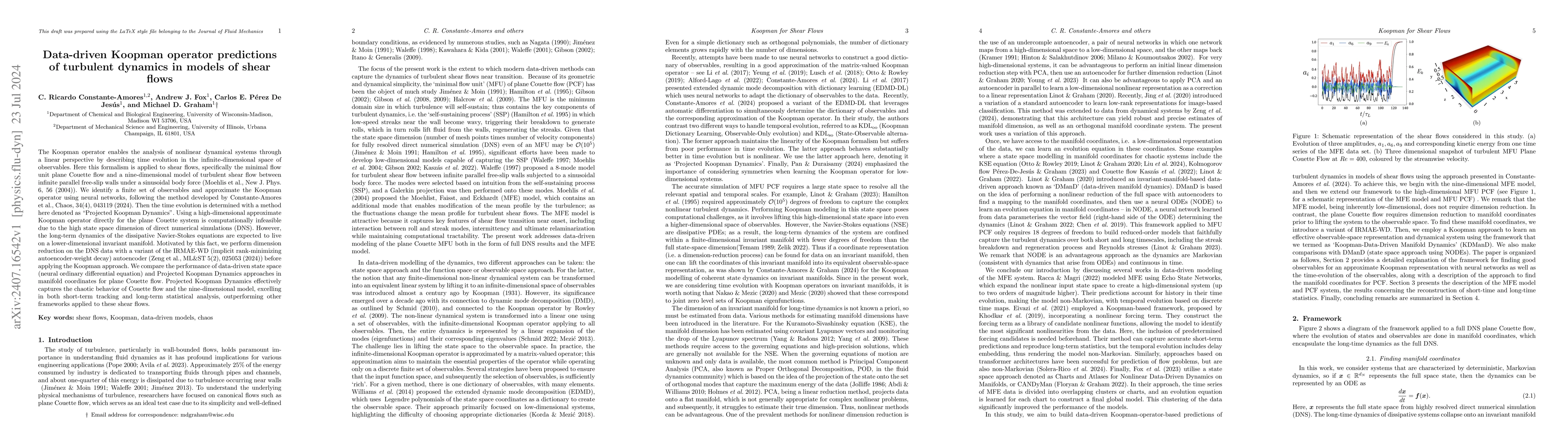 Thumbnail for Data-driven Koopman operator predictions of turbulent dynamics in models
  of shear flows