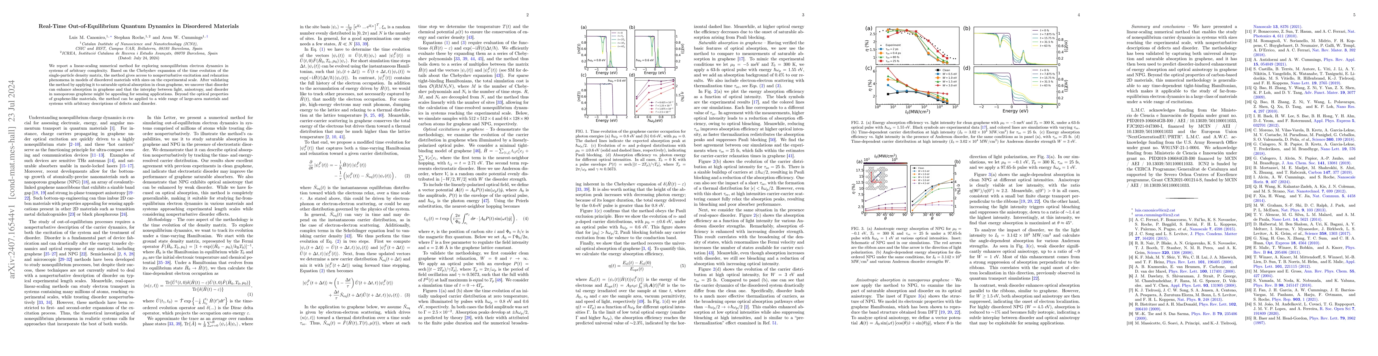 Thumbnail for Real-Time Out-of-Equilibrium Quantum Dynamics in Disordered Materials