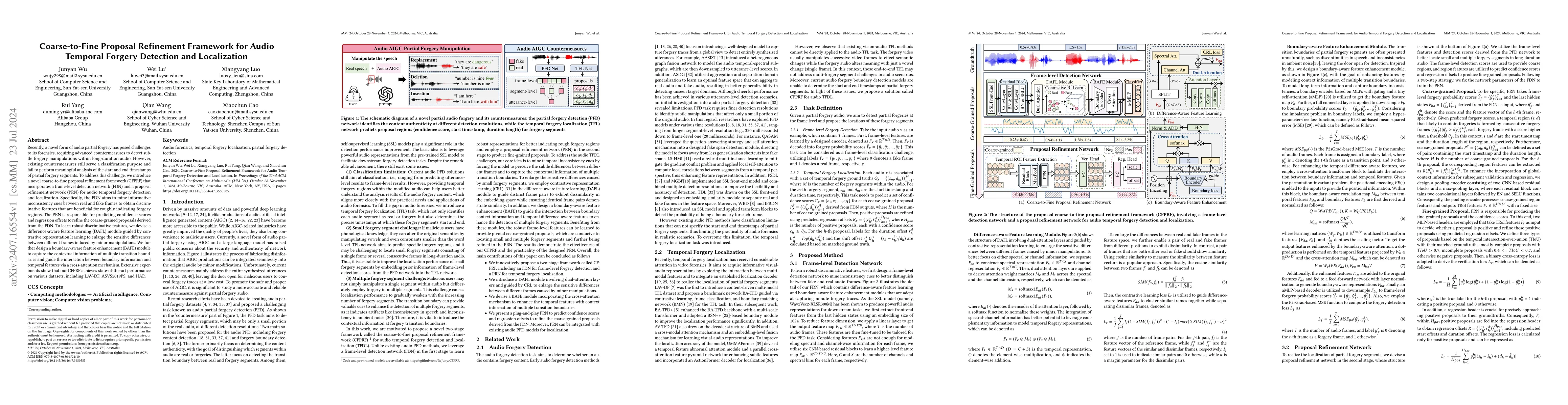 Thumbnail for Coarse-to-Fine Proposal Refinement Framework for Audio Temporal Forgery
  Detection and Localization